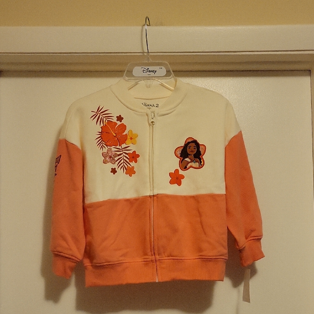 NWT: Disney MOANA 2 Girls Full Zipper Sweatshirt